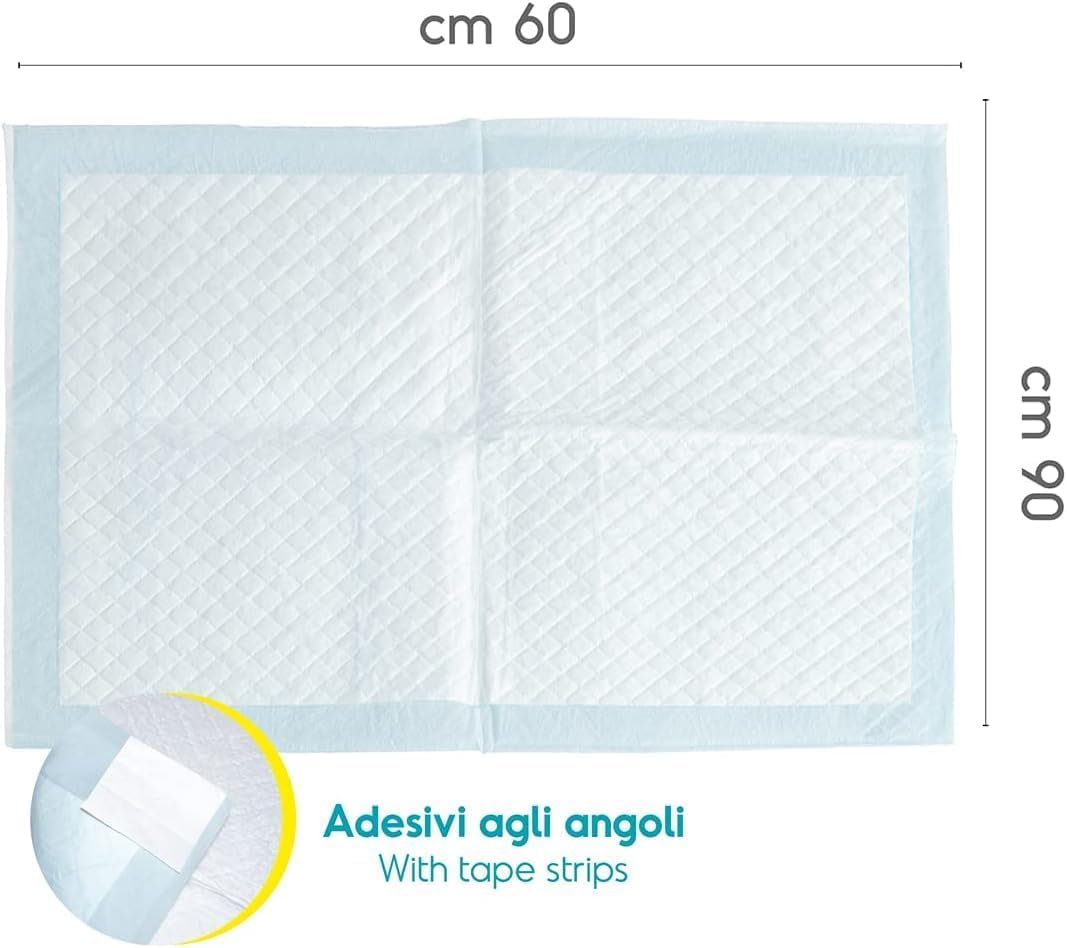Centrovete - PipiPopo Tappetini Igienici Assorbenti Monouso - Per Cani e Gatti - Traversine con Design a 5 Strati - Angoli Adesivi e Neutralizzazione degli Odori - 1 Confezione da 100 Pezzi - 60x90cm