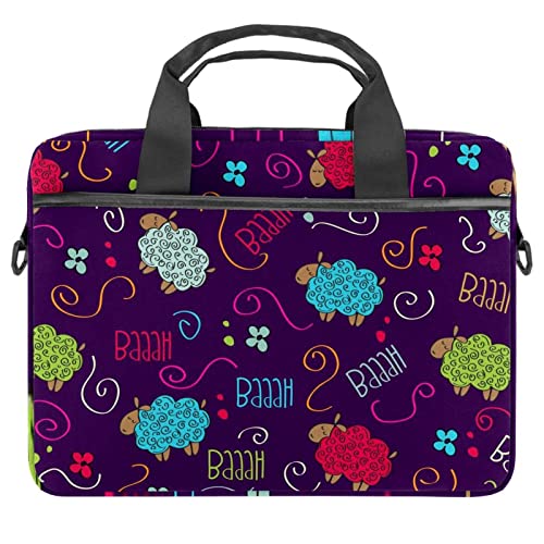 Sacoche à bandoulière pour ordinateur portable 13 à 14.5 pouces motif mouton violet