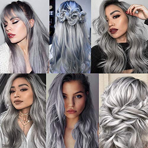 Silver Gray Temporary Hair Dye Wax - Instant Colored Hair Dye Wax, Natural Hair Pomades Hairstyle Cream For Men Women Party, Festival, Cosplay & Halloween 120Ml #TOP4