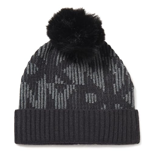 Bonnet femme DKNY en maille côtelée avec pompon en fausse fourrure