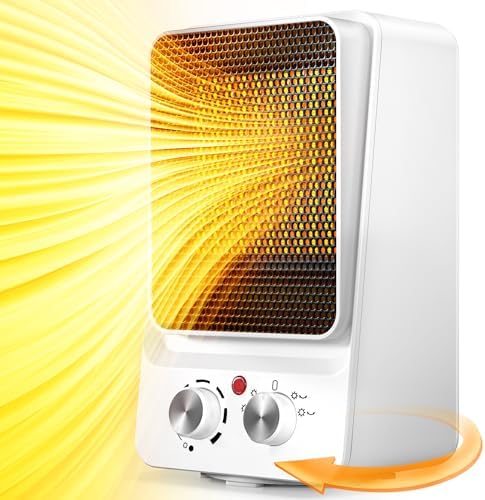 STORMHERO Fan Heater for Bedroom - 1500W/750W Portable Electric Space Heater, Small Ceramic Heater f...