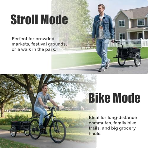 image for Aecskul Bike Cargo Trailer, Bicycle Wagon Cart with Universal Hitch, H