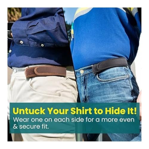 No Buckle Belt Stretch Elastic Jeans Belt Belt Buckle Elastic Waistband Lazy Invisible Belt Universal No Buckle Elastic Belt(Brown,S)4