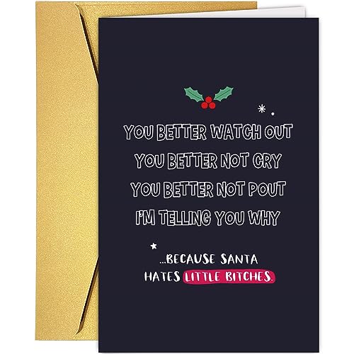 Supoeguk Cartão de Natal engraçado para mulheres, cartão de Natal sarcástico para melhor amiga, cart