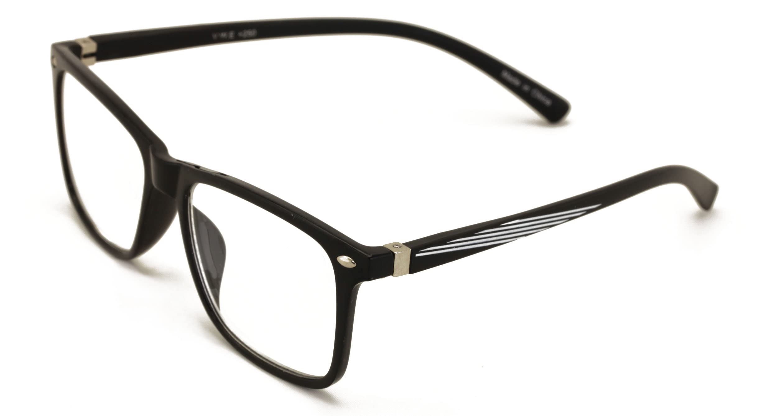 V.W.E. Men Premium Reading Glasses TR90 with Extended Temple - Clear Lens Reader - Spring Hinge Temple (Black, 1.50, diopters)