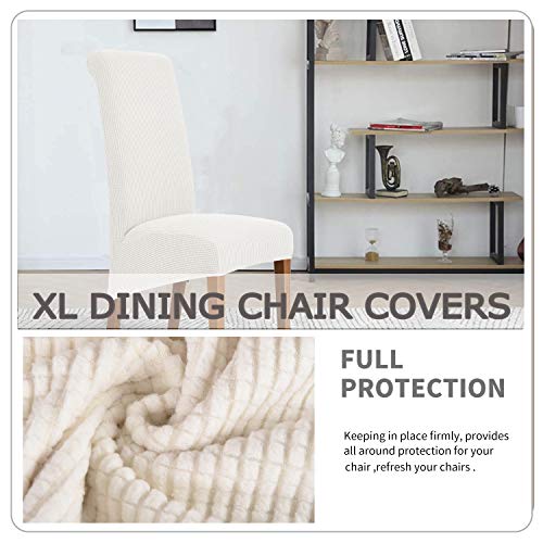 Deisy Dee Stretch Xl/Oversized Soft Spandex Extra Large Dining Room Chair Covers For Kitchen Dining，Removable Washable Chair Protectors Slipcovers (Off White, 2) #TOP4