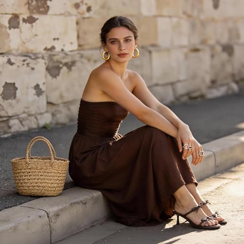 Image of Modatope Two Strap Heeled Sandals for Women Kitten Heel Rounded Toe Heels Women Slip on Open Toe Sandals