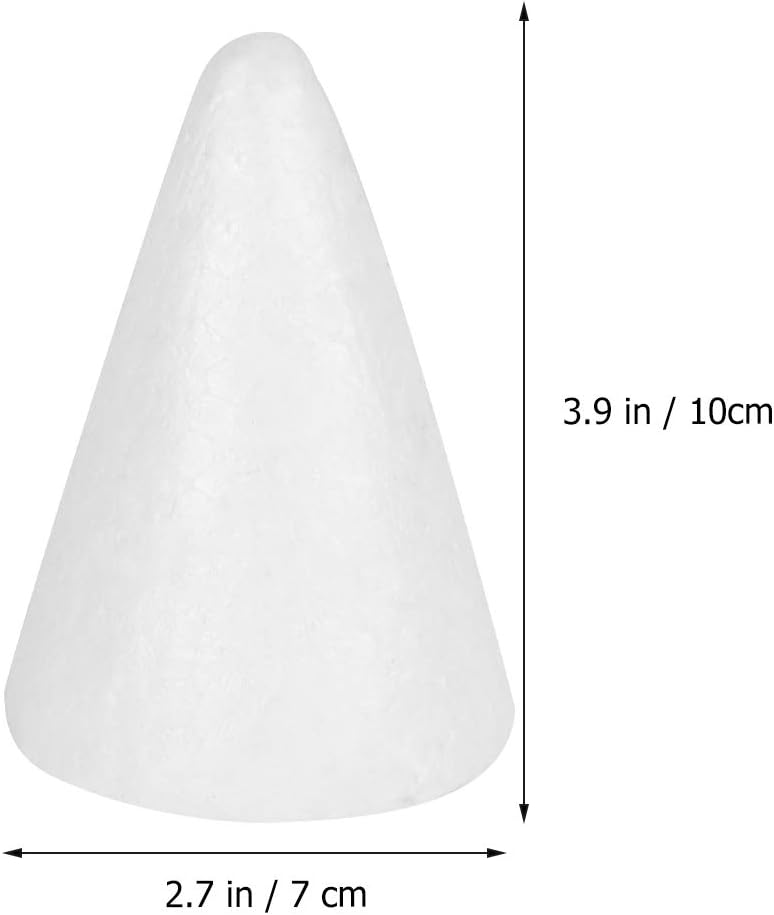 12pcs White Foam Cones for DIY Crafts Boy Craft Project Accessories for Christmas Winter Year Cake Stands Flower Arrangements Creative Decoration