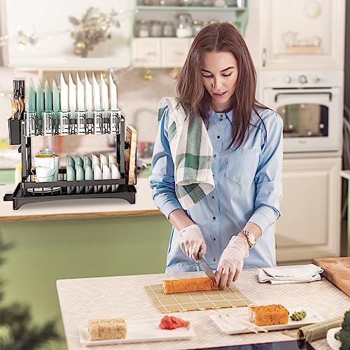 Image of Stainless Steel Dish Drainer,2 Tier Dish Drainer,Dish Drying Rack with Utensil Holder,Cup Rack for Kitchen Counter (31.5 x 31.5 x 30 cms)