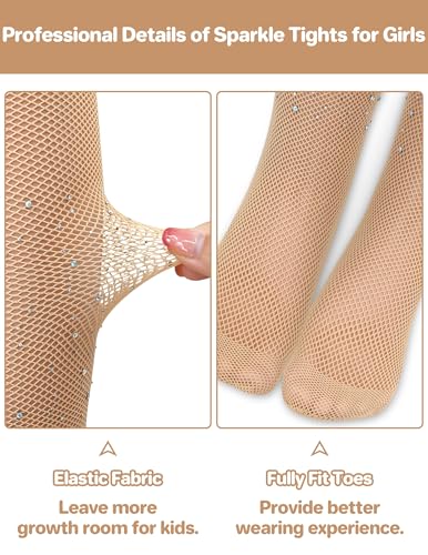 qikqik Girls Fishnet Tights Kids Fishnet Stockings Toddler Glitter Tights Girls Sparkly Stockings Rhinestone Halloween Socks2