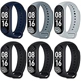 Higgs 6 Piezas Correas Compatible con Correa Xiaomi Mi Band 4 /Xiaomi Mi Band 3 Mujer Hombre,Pulsera Silicona Deportiva Suave Cómodo para Correa Mi Band,Negro