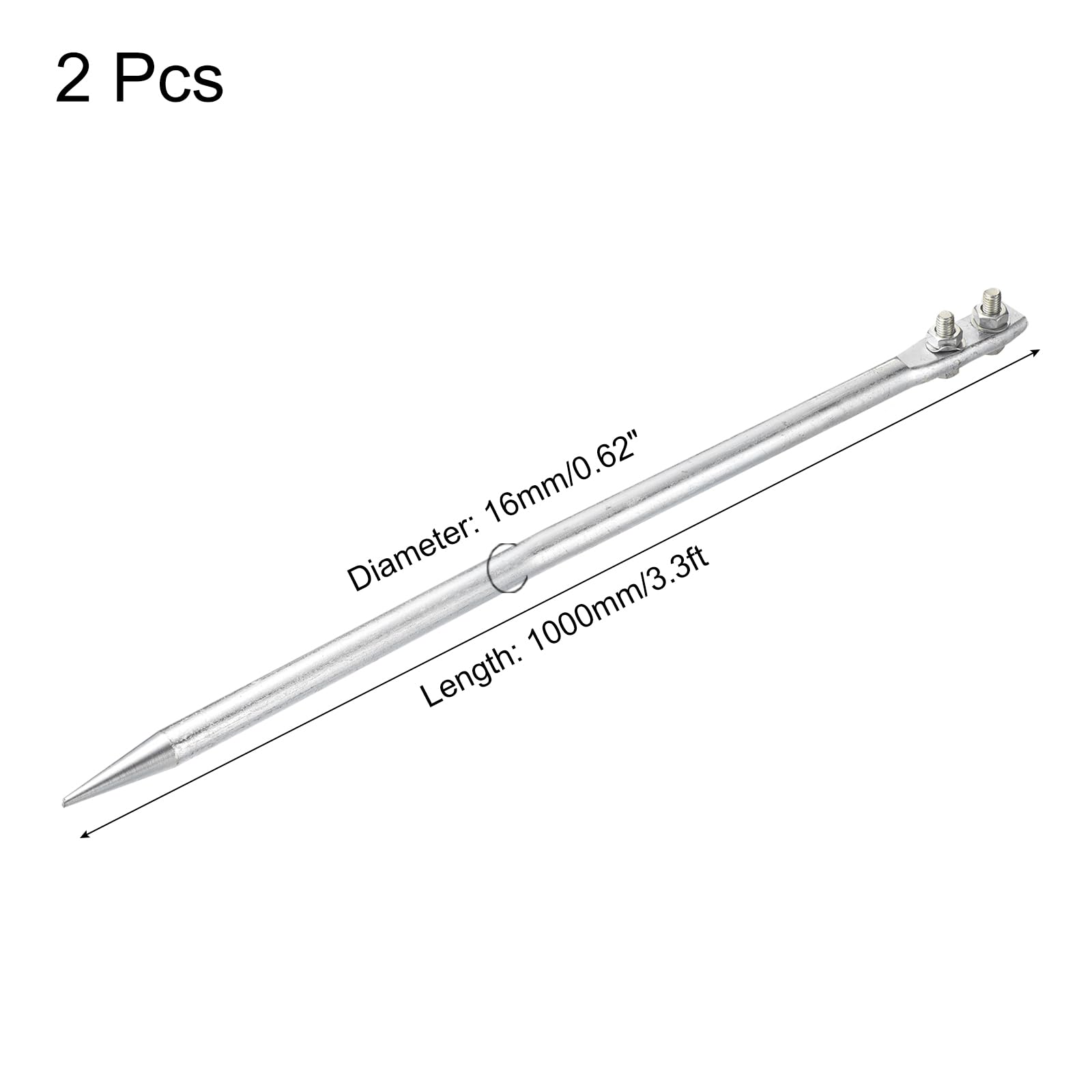 QUARKZMAN Palo Terra Caldo Zincato Messa a Terra 3.3ft 2pz