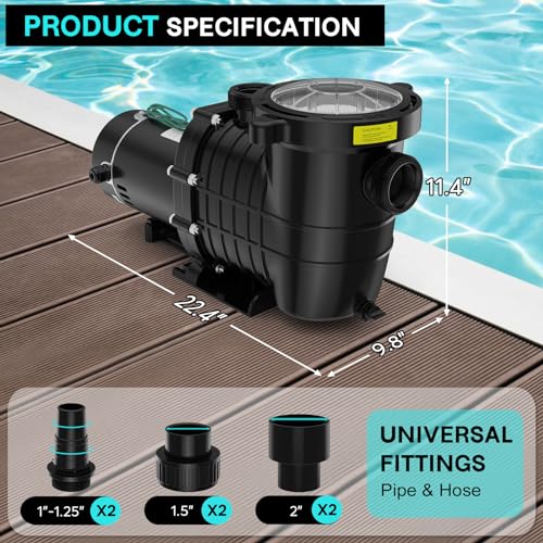 Image of 2HP Above /In Ground Pool Pump, 115V /230V 6900GPH Self Priming