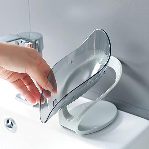 Miniatura 2 de Cabilock Jabonera en forma de hoja, 2 piezas, soporte creativo para jabón de ducha para baño, cocina, diseño de drenaje práctico, contenedor de