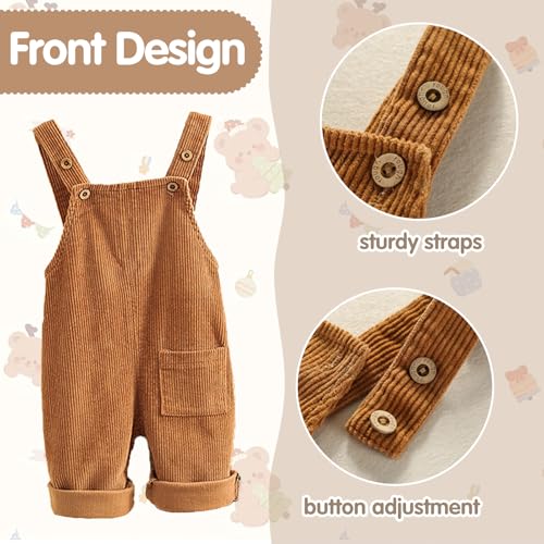 image for Mornyray Toddler Kids Baby Boy Girl Soft Corduroy Suspender Pants Kids