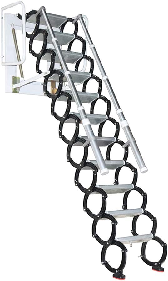 Home Indoor Folding Extension Ladder, Thickening widening attic Ladder Telescopic/Aluminum Alloy/Stretch 8.5ft10.5feet12.5ft (2.3M-2.6M)