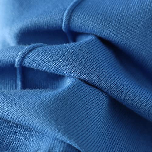 Pull tricoté uni bleu ciel à col roulé protecteur et coupe fluide taille unique