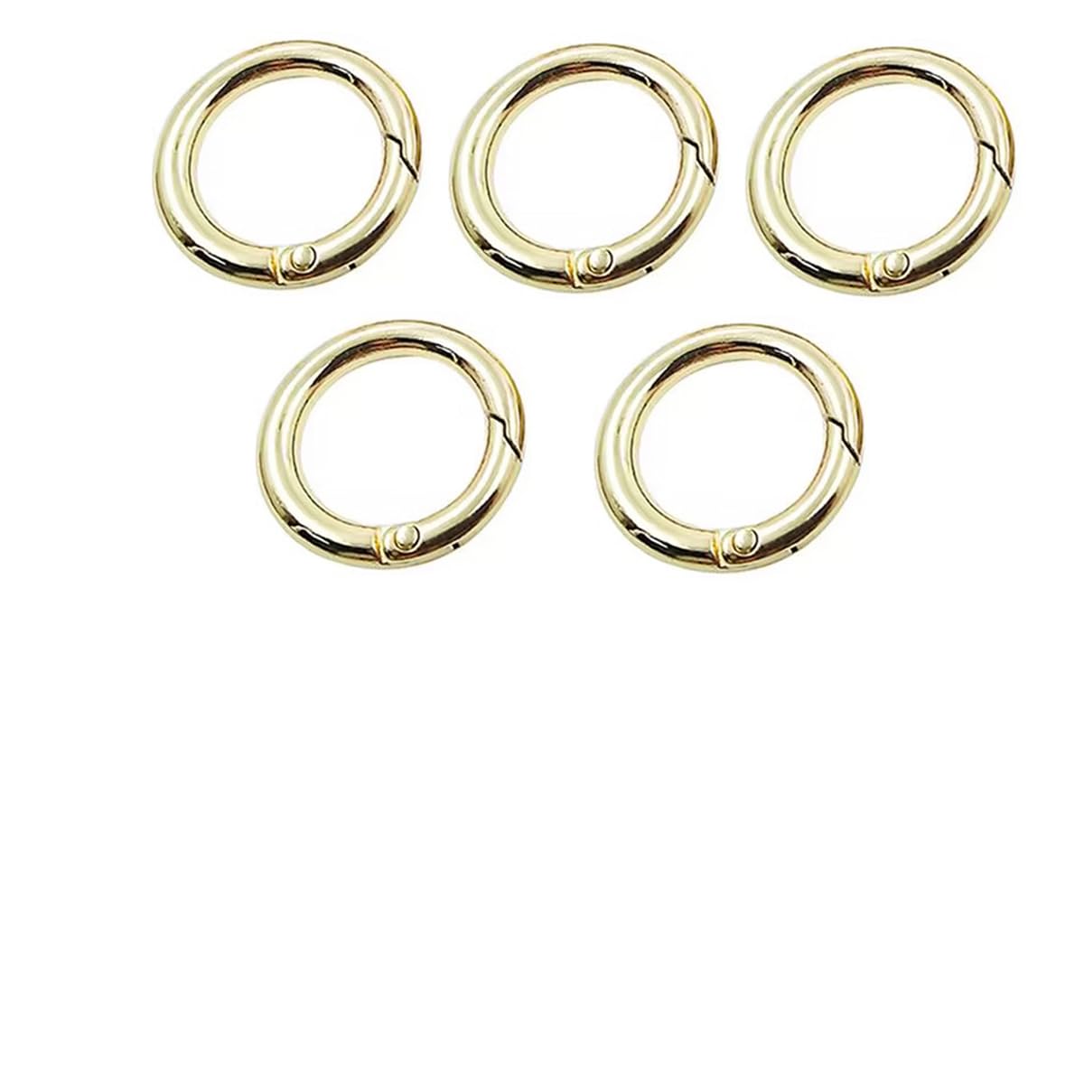 19mm Inner Diameter Spring O-Ring Round Lock Buckle 3/4 Inch Round Spring Buckle Hook Clip Spring Keychain DIY Accessories, Pack of 5, Gold
