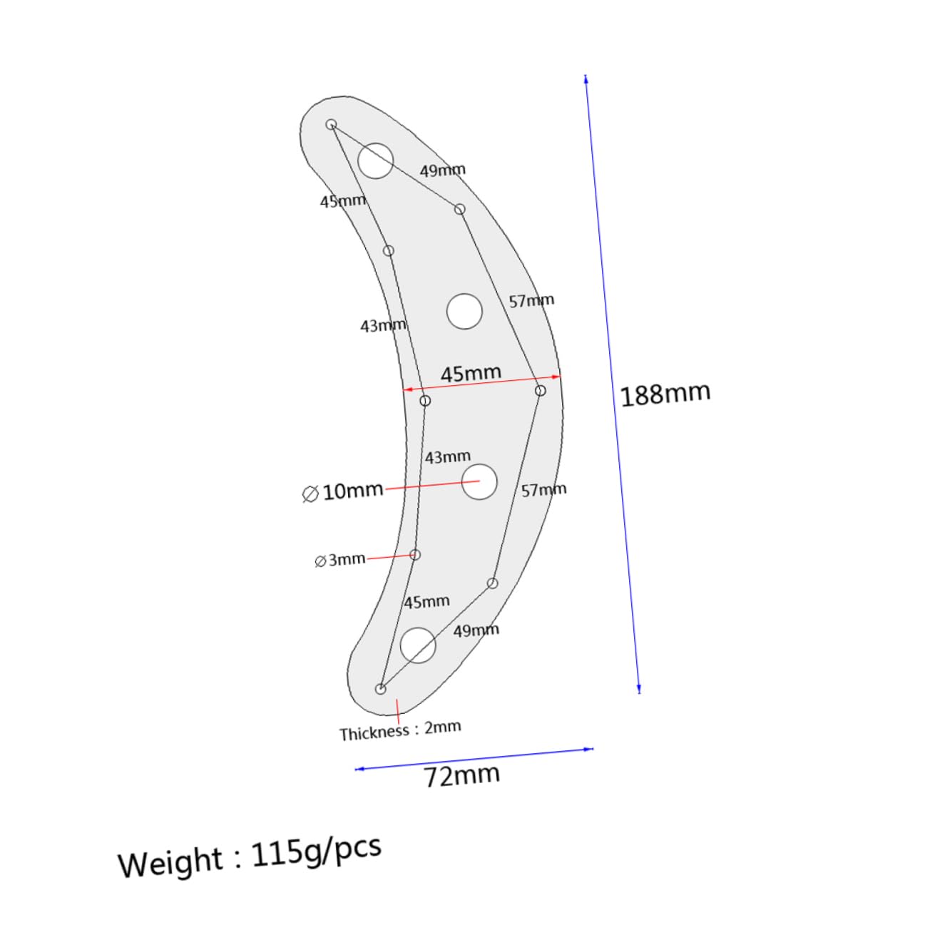 Wakauto Guitar Control Plate Arch Curved Metal Iron Plate Bass Chrome for Guitar Parts Accessories