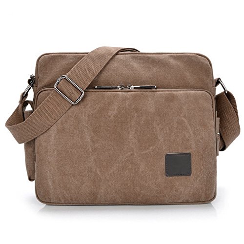 HanLuckyStars Bolsa de Hombro Ocio, Bolso Bandolera Retro de Tela de Lona para Deportes, Viajes y Escuela (Marrón ) Cover