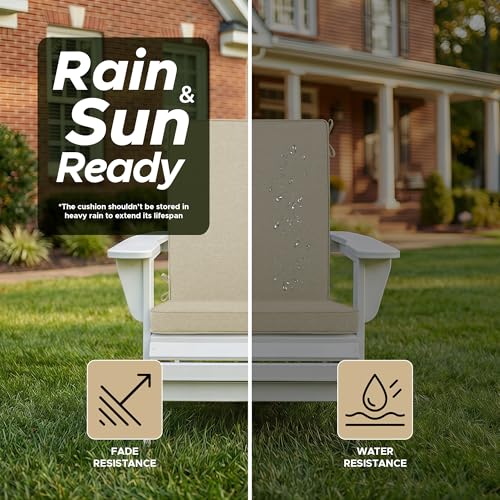 Image of Outdoor Chair Cushions 20x20, Water-Resistant & Fade-Resistant, Patio Furniture Lawn Dining Chair Seat Replacement with High Back, Ties Zipper, Removable Cover, Set of 4, Natural