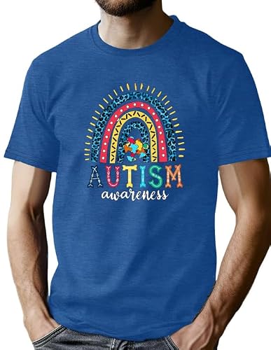 Autism Awareness Shirt Men Autism T Shirt Autism Support Acceptance Shirt Puzzle Graphic Tee Tops