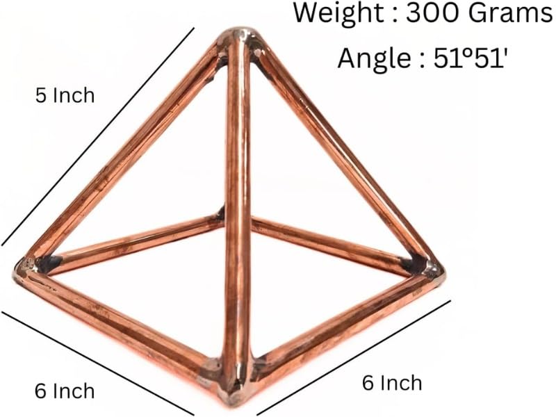Image of Jet Pure Copper Meditation Pyramid, 51 Degree, 15.2 cm, for Energy Amplification and Healing