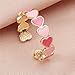 Colorful Enamel Heart Finger Ring Gold Silver Plated Sweet Pink Love Hearts Adjustable Open Promise Rings for Women Wedding Bridal Birthday Party Valentines Day Christmas Fashion Jewelry Gifts (Pink)