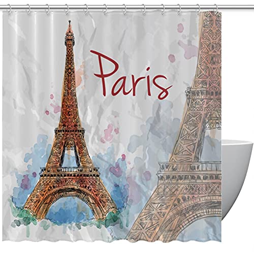 Rideau de douche de qualité supérieure motif Paris Tour Eiffel en polyester