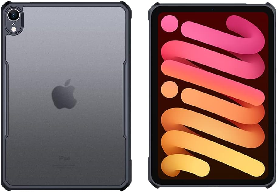 Xundd for iPad Mini 6 Case 2021，New iPad Mini 6th Generation Case 8.3 inch【Support Touch ID & 2nd Gen Apple Pencil Charging】 Clear Matte Finish Back，Slim Bumper Protective Cover Case-Black