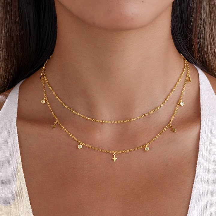 Layered Necklaces For Women,Dainty Gold Plated Necklace Stack Prom Layering Necklaces For Women Trendy Chain Cross Choker Necklace Set Fashion Accessories - Image 7