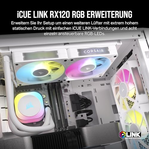 CORSAIR iCUE LINK RX120 RGB 120mm PWM-Lüfter – Einzelpackung, Weiß – Ansicht 2