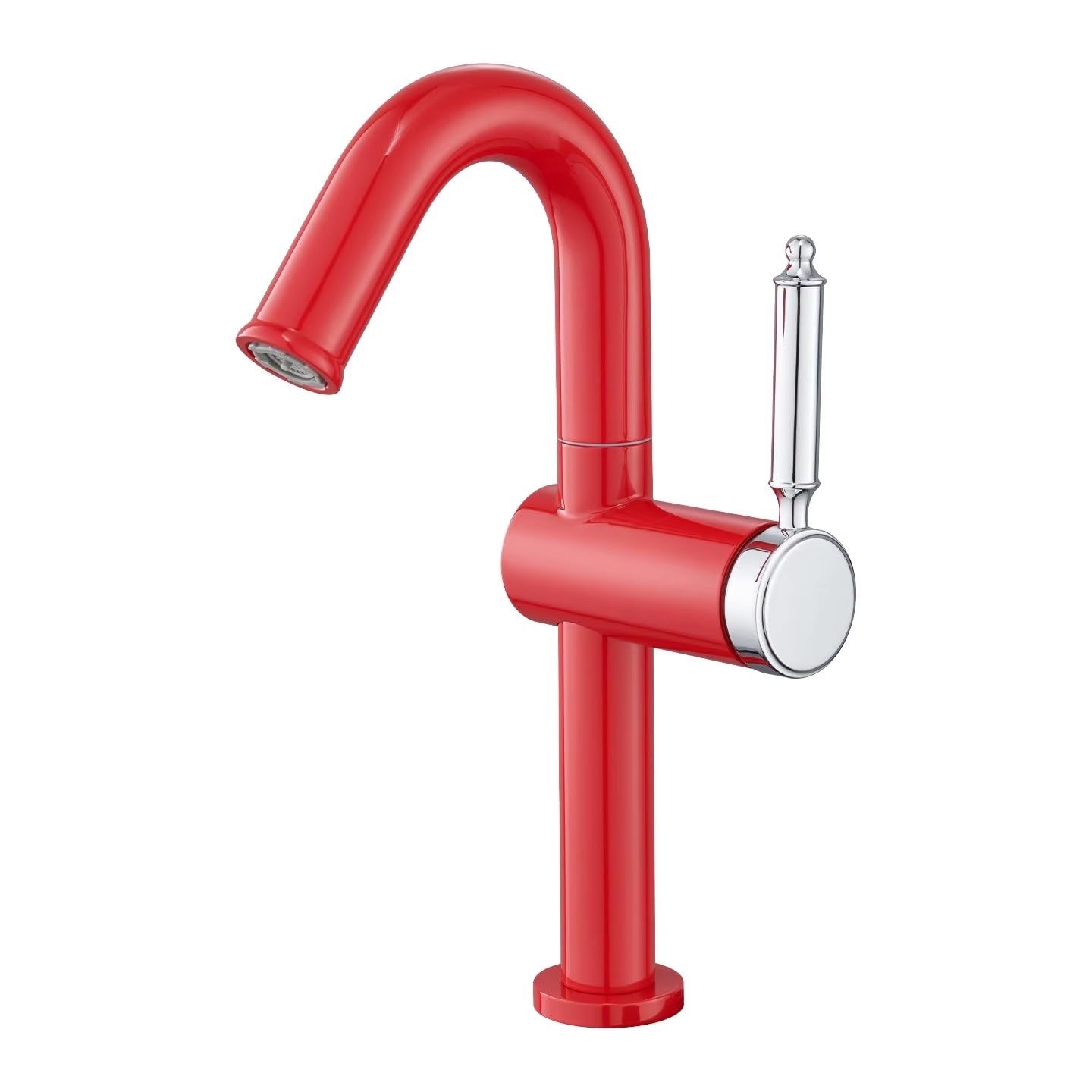 Mitigeur de lavabo rotatif KLVN avec rotation lisse et corps rouge chromé