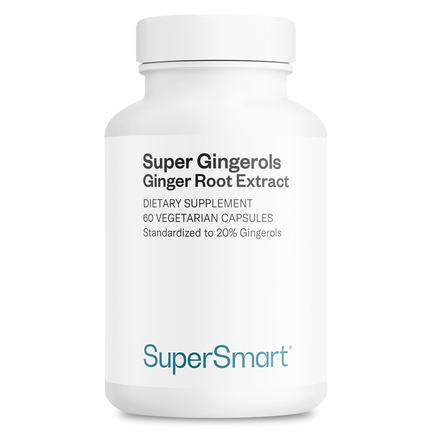 Supersmart - Super Gingerols 400mg per Day (High Potency 20% Gingerol) - Ginger Root Extract Supplement | Non-GMO & Gluten Free - 60 Vegetarian Capsules
