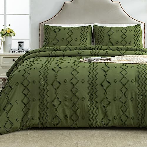 Andency Queen Comforter Set Olive Green, 3 Pcs Bedding