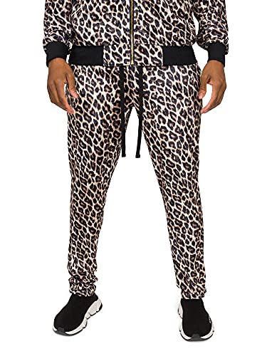 G-Style Usa Men's Leopard Brown Velvet Velour Tracksuit Set - Hooded Zipper Jacket And Sweatpants St862 - Leopard Brown - X-Large #TOP7
