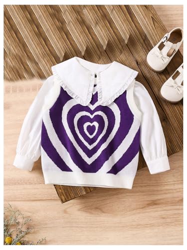 Floerns Toddler Girl's Heart Print Sleeveless Sweater Vest Crew Neck Cute Knitted Pullovers3