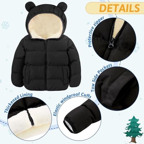 Image of BFUSTYLE Baby Toddler Coats Boys Girls Bear Ear Hooded Puffer Jackets 6M-5T