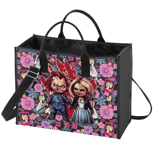 WZMPA Chucky Tote Bag Chucky Bride Fans Gift Horror Chucky Reusable Grocery Bag Chucky Merchandise (Killer Doll Bl BG)