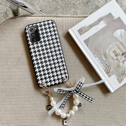 Coque en cuir de luxe avec bracelet perles chic pour Samsung Galaxy A14 S24 S23FE