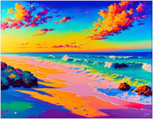 Plage d'été en affiche toile SERENDIPITP décoration murale salon 58x90