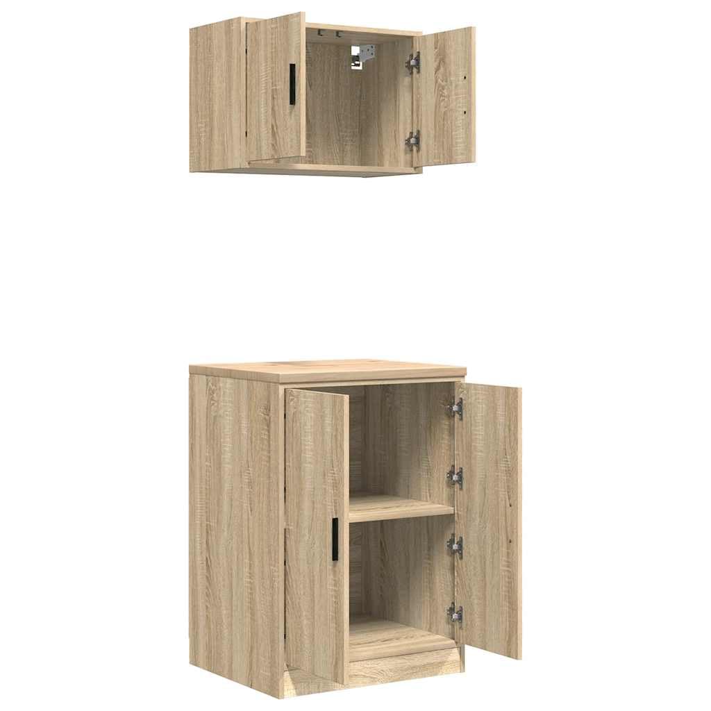 Générique Armoires de Garage 2 pcs chêne Sonoma Bois d'ingénierie,Entreprise & Industrie,Stockage Industriel,Armoires industrielles,3328307