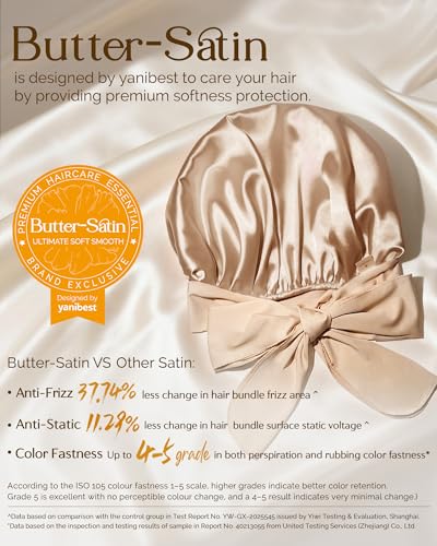 Image of YANIBEST Adjustable Silk Bonnet for Sleeping Women Double Layer Satin Bonnet Reduce Friction Prevent Frizz Curly Hair