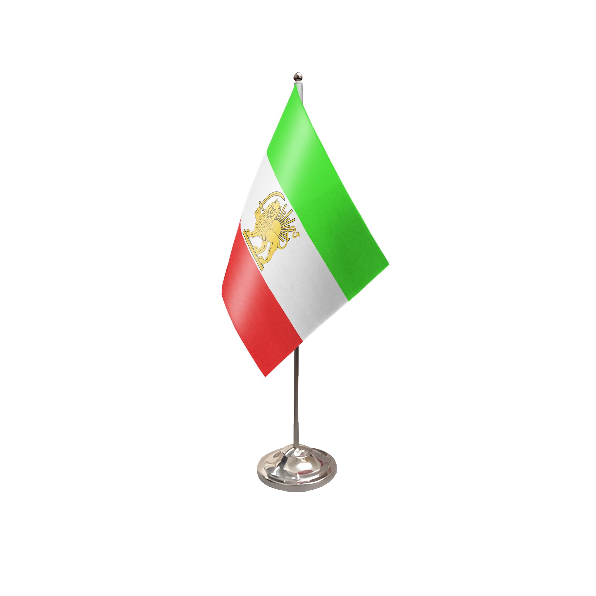 Flagtex Iran Old (Persia) Satin Table Flag With Chrome Pole & Base