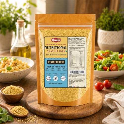 Image of Flavoma Nutritional FORTIFIED Yeast Flakes 300gm | Gluten-Free, Vegan Cheese Flavor | Plant Based Seasoning for Cooking, Baking, and Snacks
