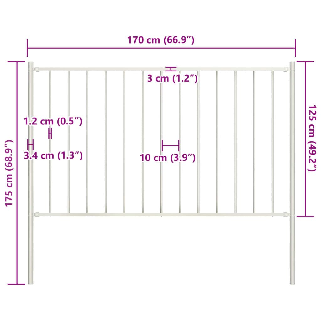 Panel ogrodzeniowy do mebli ze słupkami, stal malowana proszkowo, 1,7 x 1,25 m, biały
