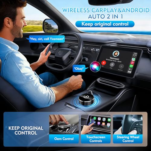 Zokvic Wireless CarPlay Adapter, 2-in-1 Mini CarPlay & Android Auto Wireless Adapter, Plug & Play, Auto Connect, Car Accessories, Car Play Dongle Compatible with iPhone & Android - image 5