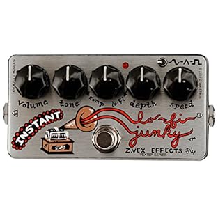 The ZVex Vexter Series Lo-Fi Junky Modulation and Chorus/Vibrato guitar effects pedal emulates the ZVex Lo-Fi Loop Junky in real time though a combination of THAT chip compression, Belling bucket-brigades and ultra low-current National Semiconductor ...