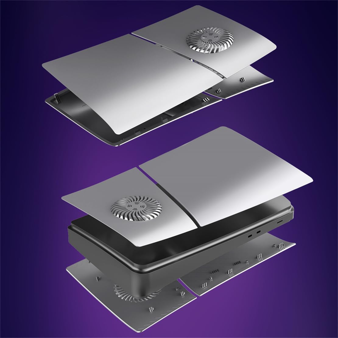 Placa frontal para PS5 Slim consola, placa frontal de repuesto protectora para PS5 Slim Accesorios (versión digital plateada)