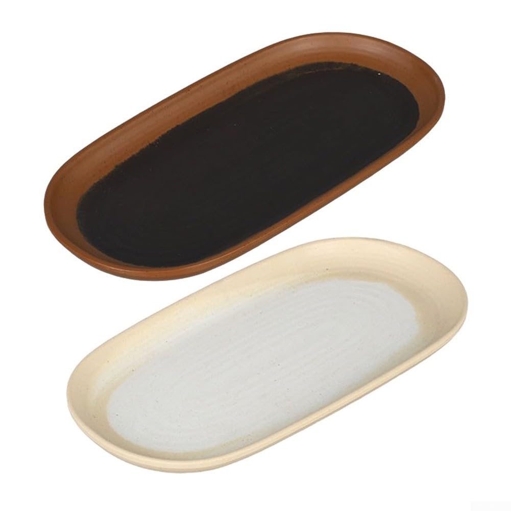 Bandeja ovalada de melamina, 30 cm, apta para lavavajillas (blanco)